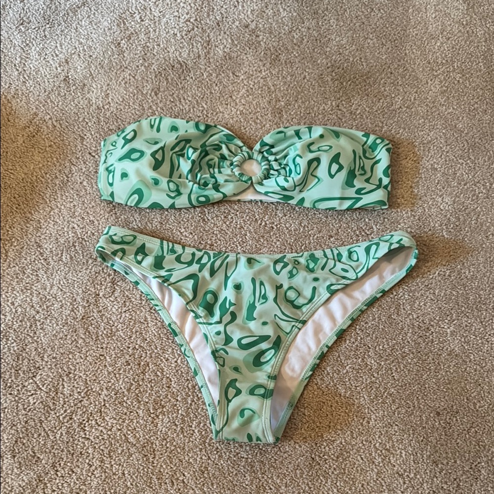 Green Patterned Swim Set
